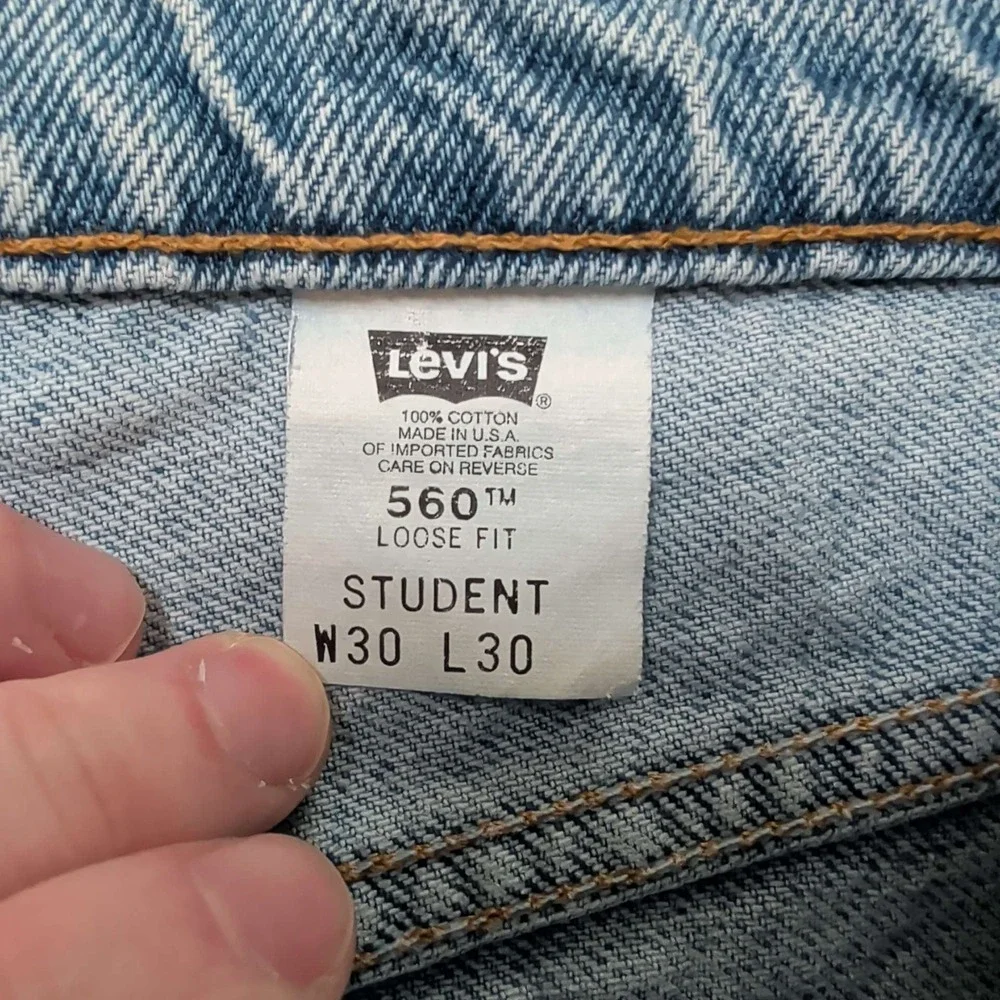 Levi's 560 Student Jeans Mens 28x29 Light Wash Orange Tab 90s Made in USA